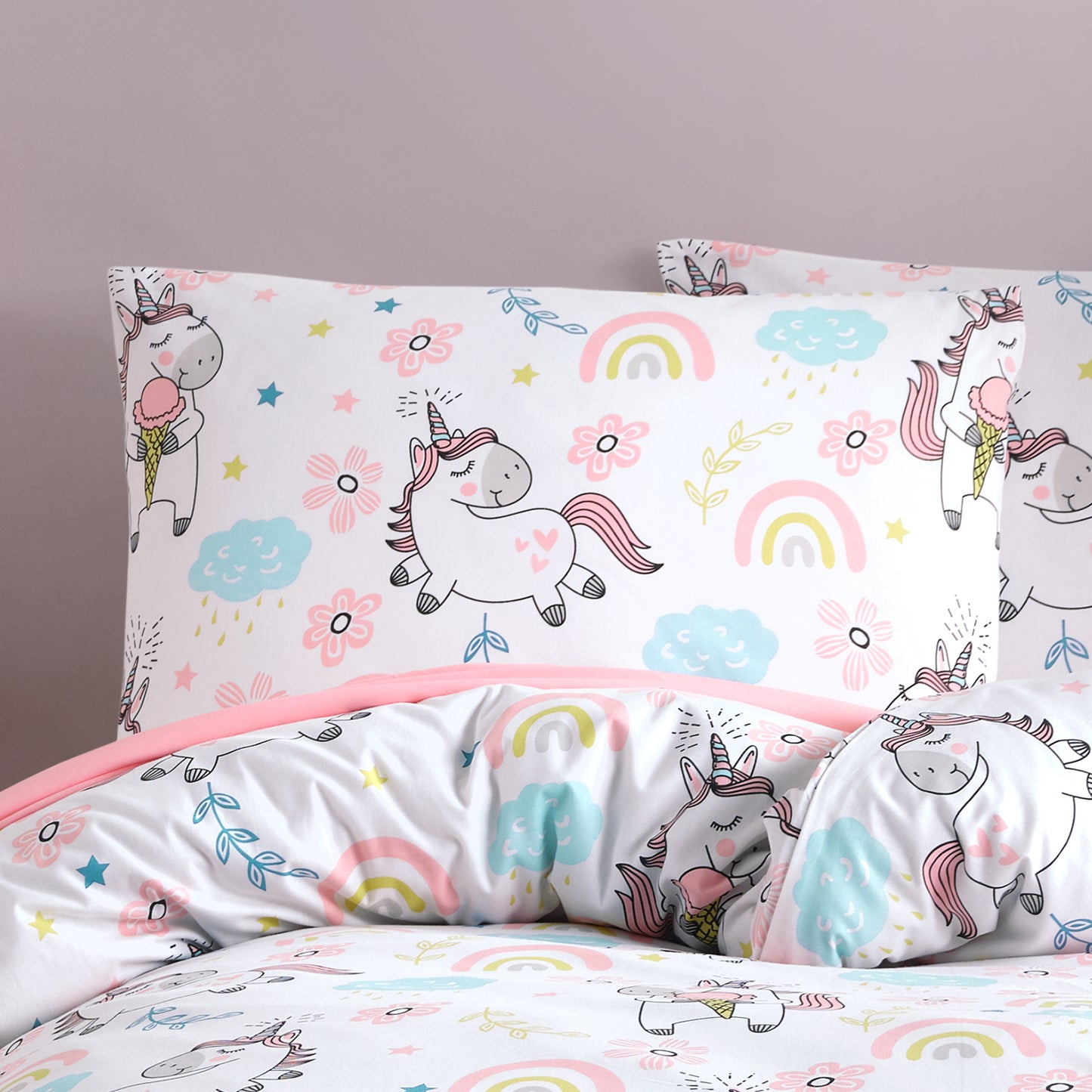 Unicorn %100 Pamuk Tek Kişilik Lastikli Çarşaflı Nevresim Takımı