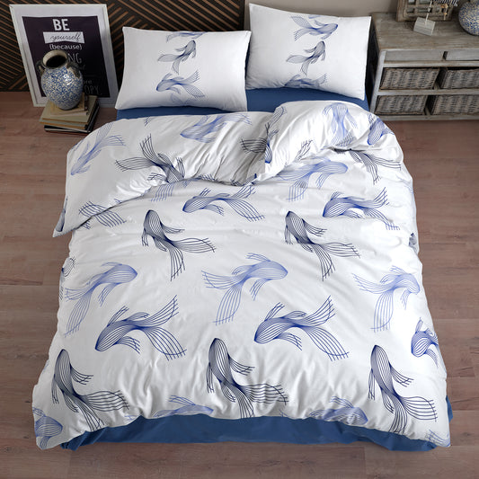 Barbella Mavi %100 Pamuk Ranforce Çift Kişilik Nevresim Takımı