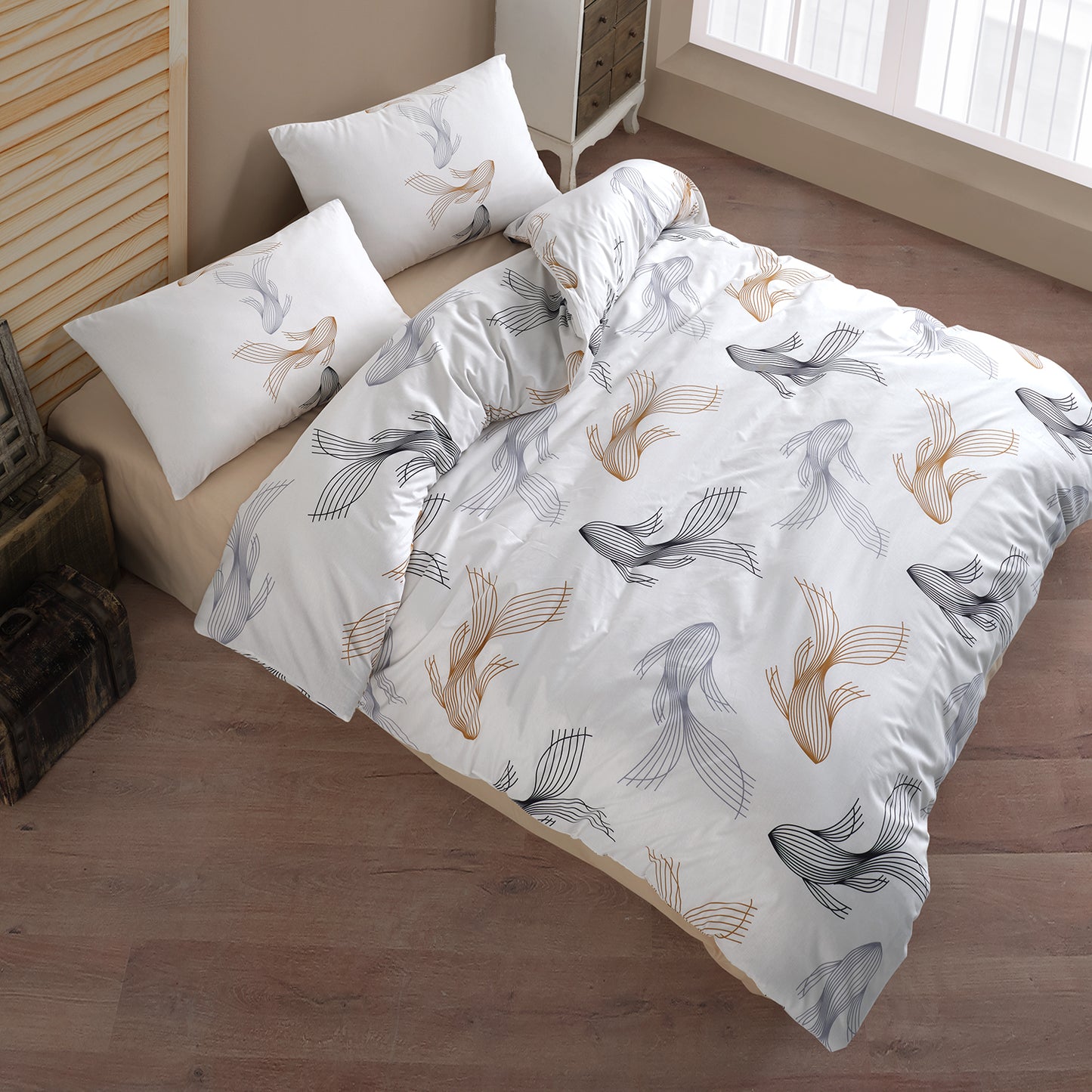 Barbella Kahve %100 Pamuk Ranforce Battal Boy Nevresim Takımı