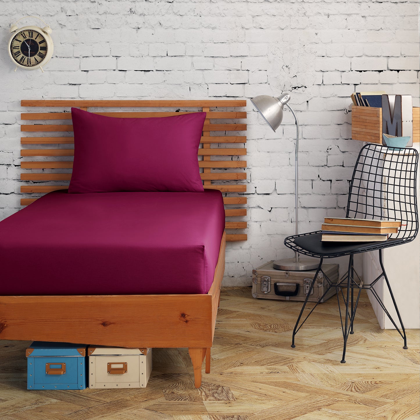%100 Pamuk Percale Tek Kişilik Lastikli Çarşaf Seti 100x200