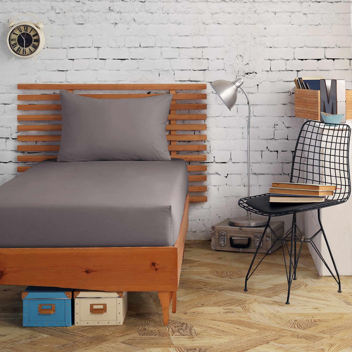 %100 Pamuk Percale Tek Kişilik Lastikli Çarşaf Seti 100x200