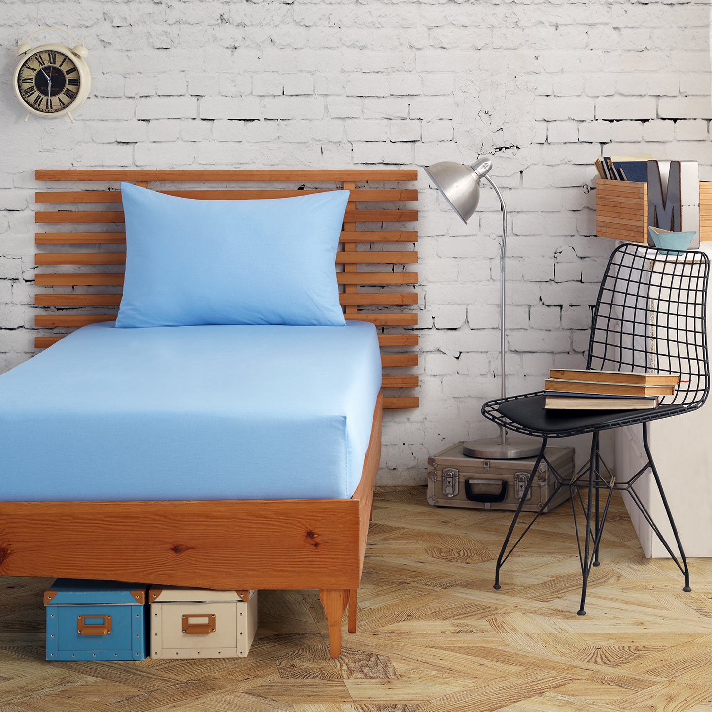 %100 Pamuk Percale Tek Kişilik Lastikli Çarşaf Seti 100x200