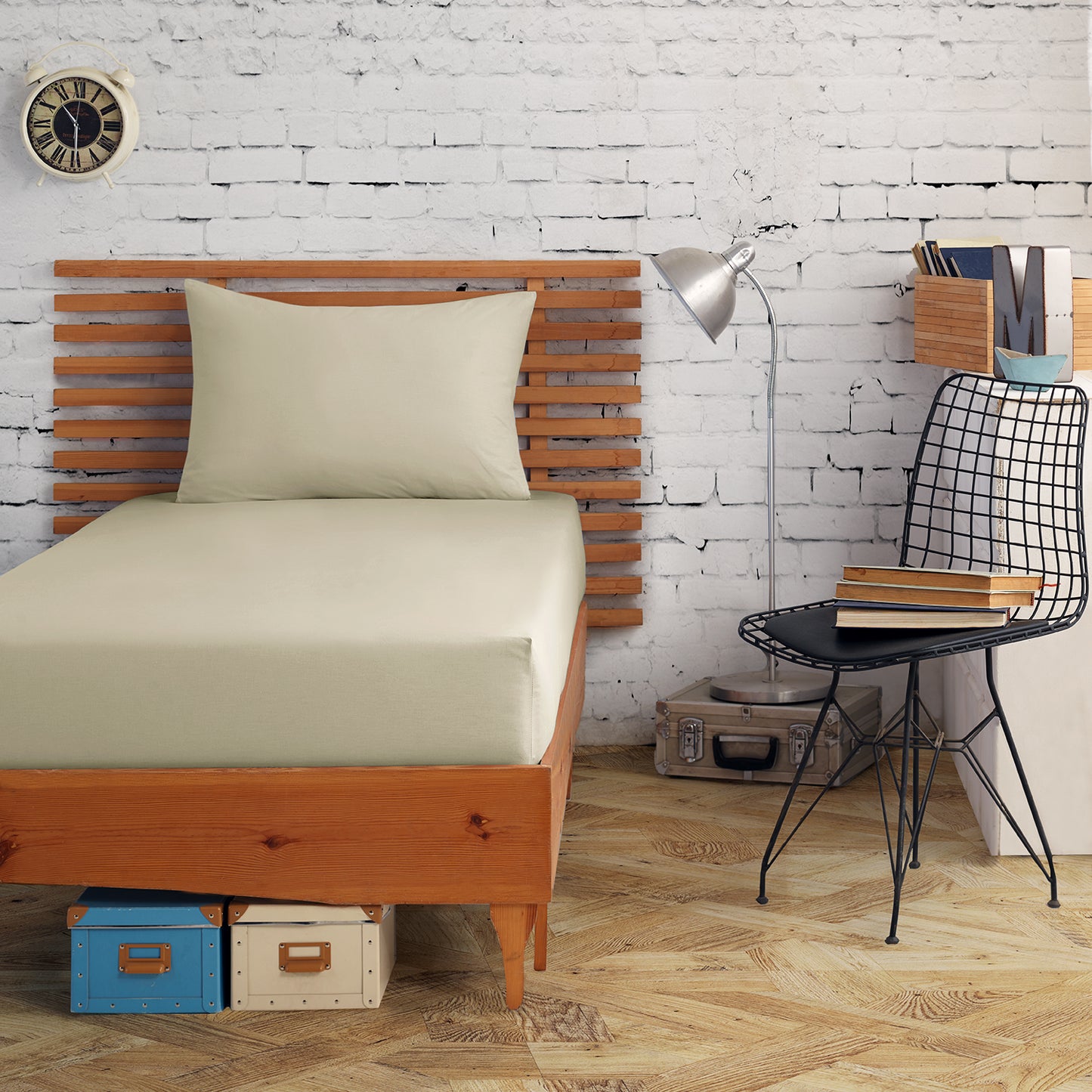 %100 Pamuk Percale Tek Kişilik Lastikli Çarşaf Seti 100x200