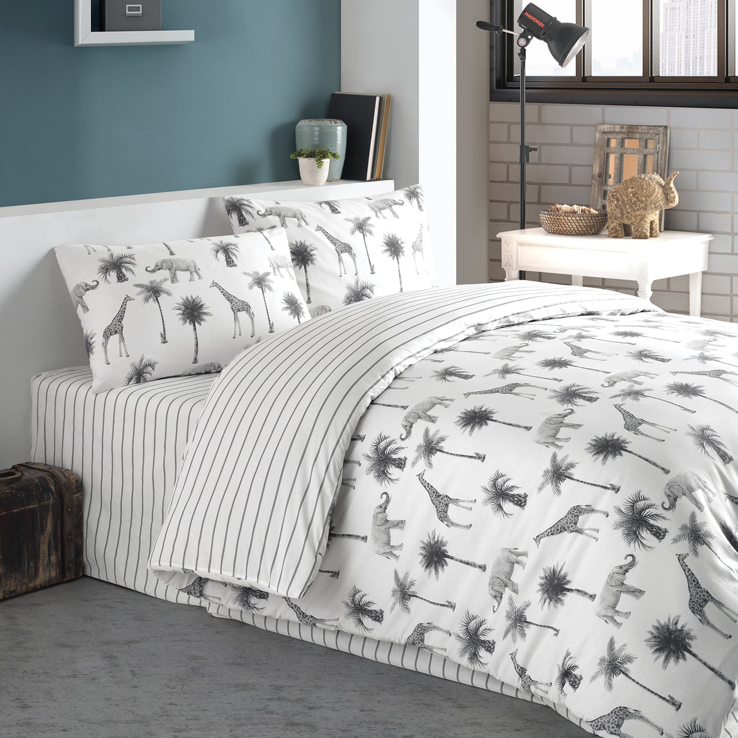 Jungle %100 Pamuk Ranforce Çift Kişilik Çift Taraflı Nevresim Takımı