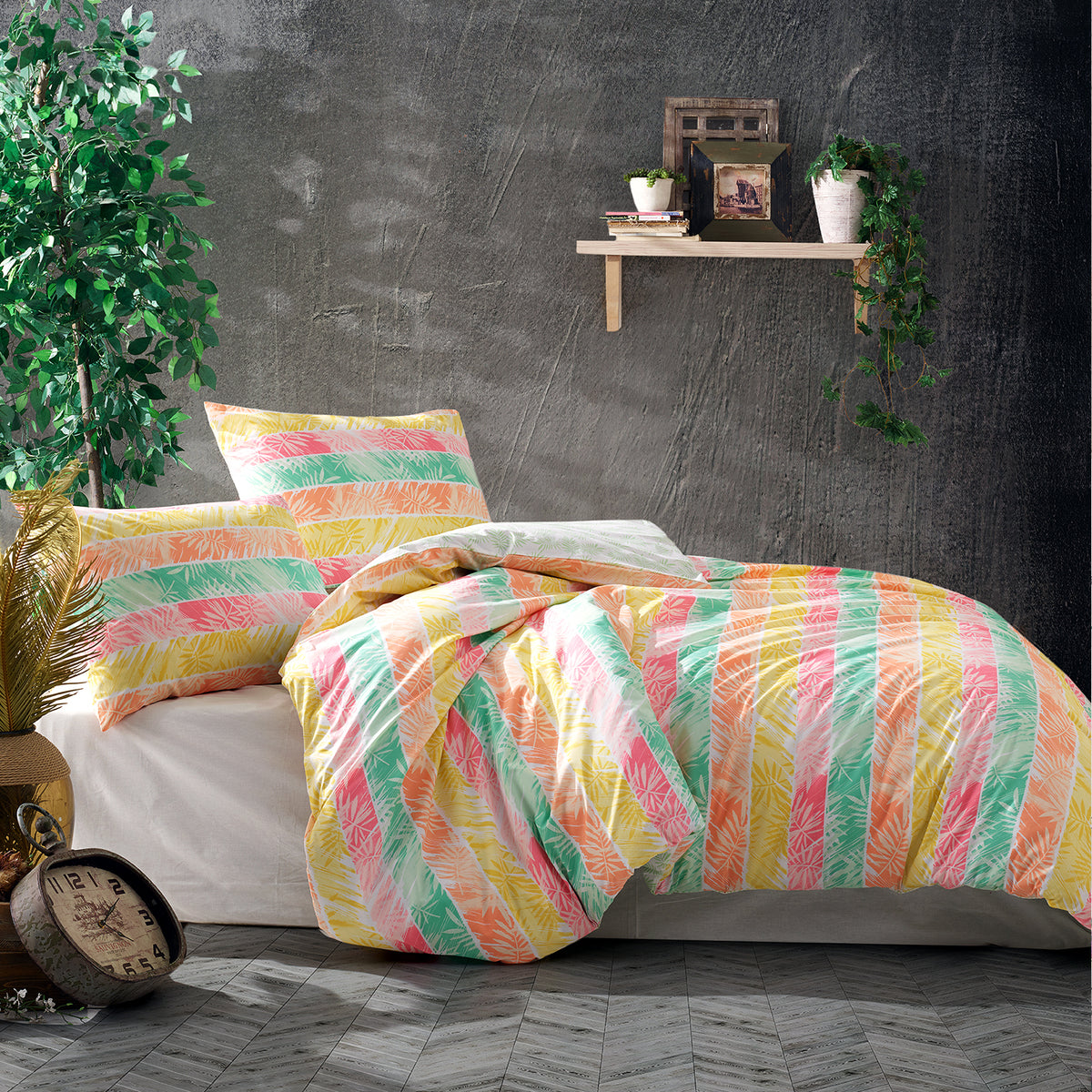 Make %100 Pamuk Percale Battal Boy Nevresim ve 2 Yastık Kılıfı