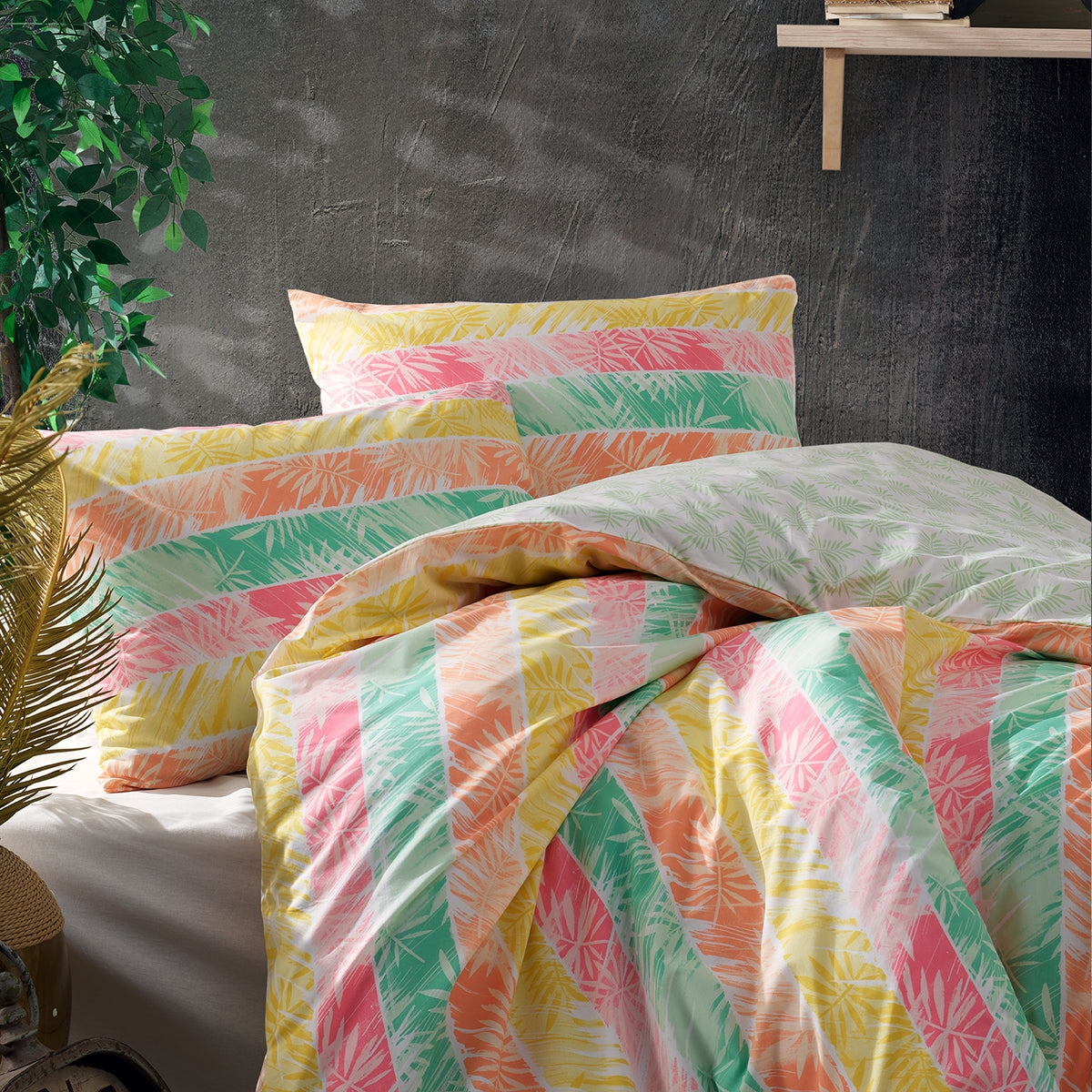 Make %100 Pamuk Percale Battal Boy Nevresim ve 2 Yastık Kılıfı
