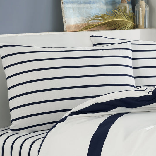 Simple Line Mavi %100 Pamuk Ranforce 2'li Yastık Kılıfı