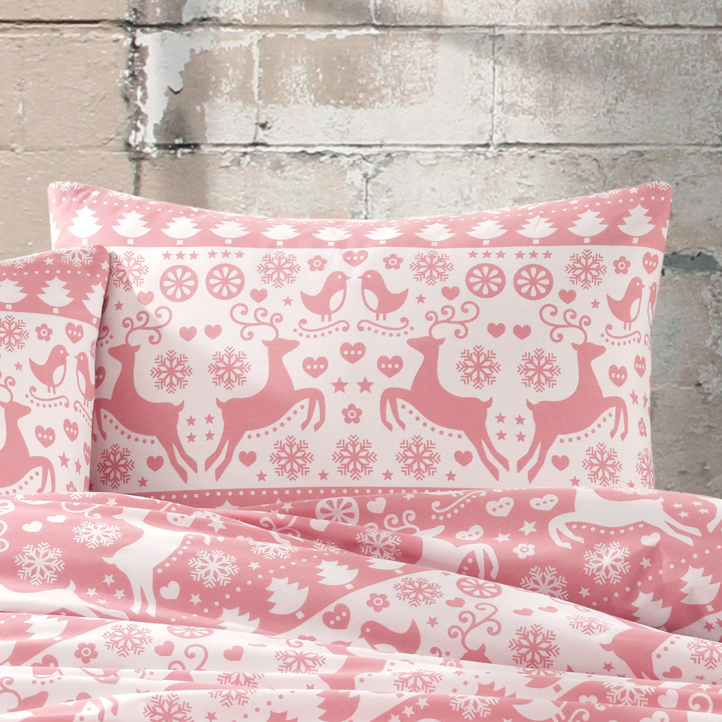 Xmas Rose Elch %100 Pamuk Ranforce 2'li Yastık Kılıfı