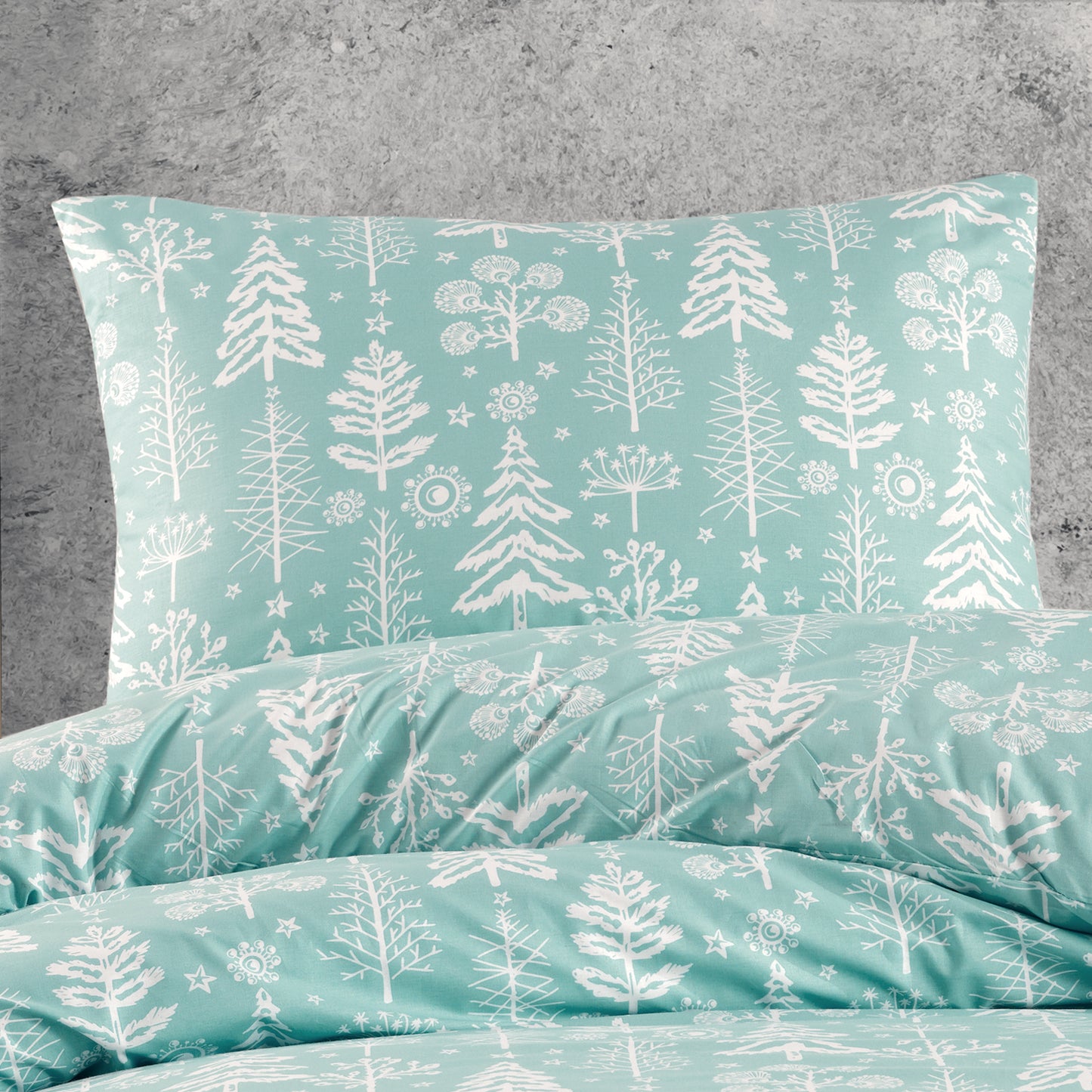 Xmas Trees Sky %100 Pamuk Ranforce 2'li Yastık Kılıfı