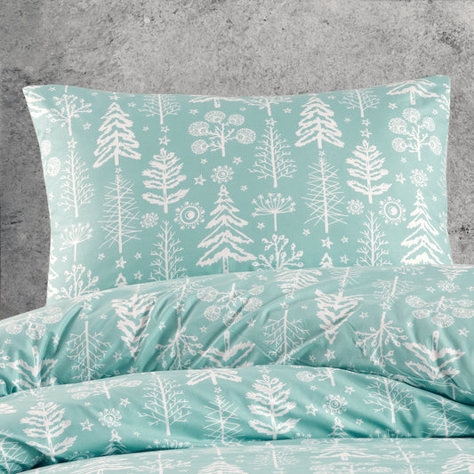 Xmas Trees Sky %100 Pamuk Ranforce 2'li Yastık Kılıfı