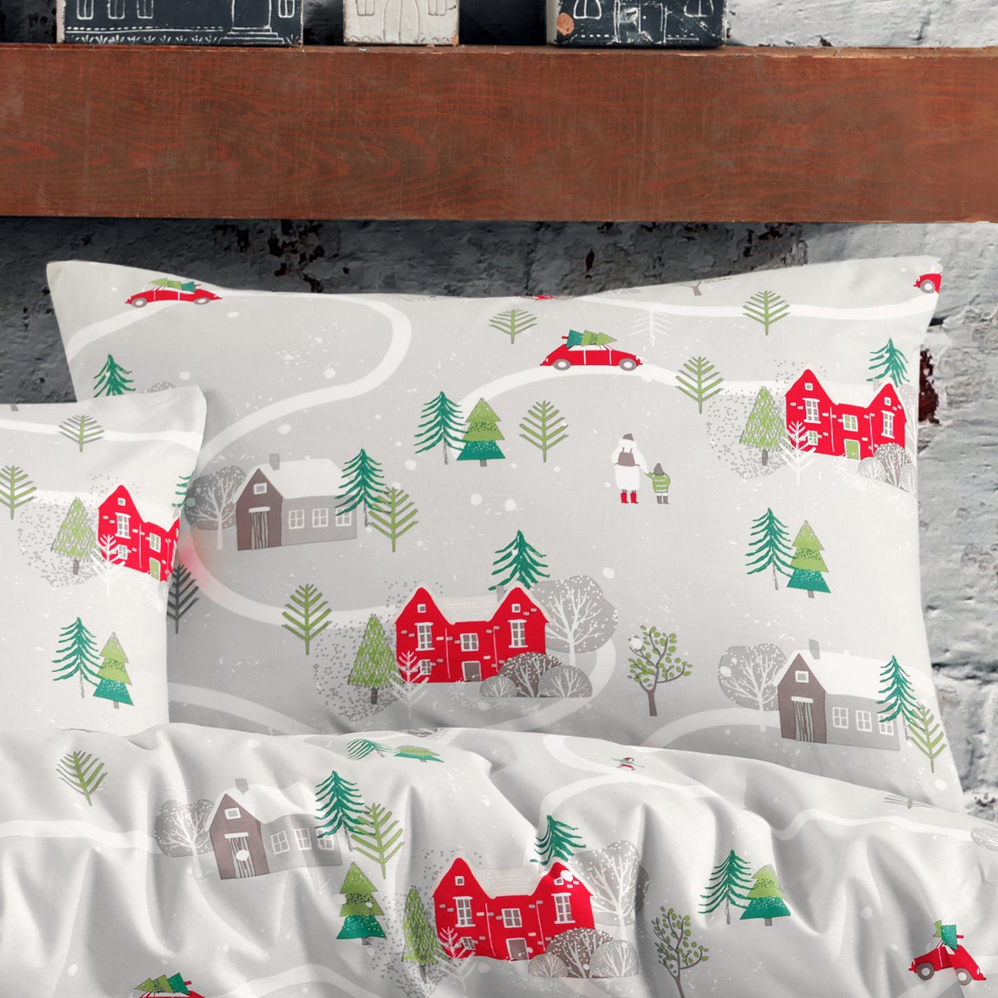 Xmas Winter Wonderland %100 Pamuk Ranforce 2'li Yastık Kılıfı